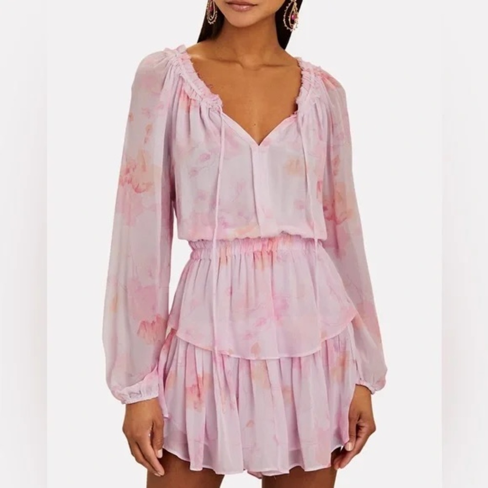 LoveShackFancy Pink and White Ruffled Tiered Sundress